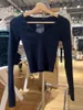 Pulls pour femmes tricotés côtelés pour femmes col en V à manches longues élégantes pulls minces hauts femme Y2K Jumper automne vêtements d'hiver 2023