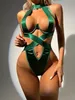 Sexy conjunto sexy bodysuit oco para fora bandagem corpo erótico sissy sexo mulher tanga bdsm lingerie aberta virilha e seios 231030