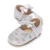 First Walkers Infant Baby Girls Princess Shoes Heart Jacquard Bowknot Non-Slip Wedding Slippers Adorable Shine Surface Booties