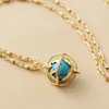 Pendentif Colliers Trendy Plaqué Or Lien Chaîne Homme Femmes Collier Turquoise Collier Collier Terre Collier Chic Designer Couples Bijoux Dropship