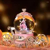 Figurines décoratives créatives dessin animé citrouille chariot lumière flocon de neige boîte à musique cristal octave ciel ville cadeau de noël pour enfants