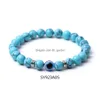 Charmarmband Turkish Blue Evil Eye 8mm Tiger Beads Handgjorda elasticitetsarmband för män Kvinnor Yoga Reiki smycken Drop Deli Dhgarden Dh68K
