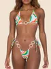 Costumi da bagno da donna Sexy Halter String Micro Bikini Set da donna Perizoma con lacci Anello fibbia Costume da bagno Trend Print Costume da bagno 2023 Beachwear