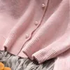 Tricots pour femmes rose blanc violet jaune pull tricoté femmes Cardigan court printemps automne mode col rond à manches longues hauts en tricot dames pull