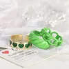 Кольца кластера, модное корейское винтажное двухслойное эмалированное кольцо в форме сердца для женщин, капающее масло, цвет контрастного металла, ювелирные изделия для пар