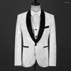 Men's Suits Spring Autumn Jacquard Luxury Groom Wedding Dress Slim Male Dark Pattern Suit 3 Pieces Blazer Sets Jacket Vest Pants