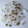 Partihandel 1 ml Tiny Clear Glass Refillerbara flaskor med korkplastlock Tomma eterisk oljeflaska 11x22mm Partihandel ZZ