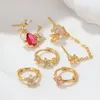 Stud Earrings 6 Pcs Small Crystal Colored Flower Set For Women Gold Cartilage Piercing Jewlery Sets Gifts 2023