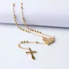 N108 Naszyjnik Jesus Christ Crucifix dla kobiet 316L Stal nierdzewna długie koraliki różańce Naszyjnik Virgin Mary Naszyjnik