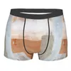 Cuecas marrom e cinza arte abstrata roupa interior masculina bela pintura moderna boxer shorts calcinha sexy respirável para masculino