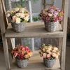 Ensemble de fleurs artificielles décoratives, panier tissé à la main, roses et tournesols, décoration de maison, salon, Table à manger
