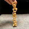 Decorative Figurines XS617- 15 CM Three Monkeys Boxwood Sculpture Feng Shui Wood Carving Zodaic Animal Statue Collection Ornaments