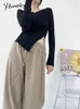 Damesbroeken 2023 Corduroy Voor Vrouwen Hoge Taille Wijde Pijpen Baggy Herfst Winter Dikker Warme Koreaanse Mode Dames Lange Broek
