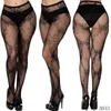 Calzini da donna Novità Collant a rete Collant cavi sexy Pizzo Nero Calze alte alla coscia Lingerie Taglie forti Donna