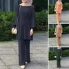 Etnische kleding Eid Mubarek Outfit Mode Pak Turkije Abaya Causale Broek Sets Moslim Lange Mouw Blouse Broek Dames Bijpassend