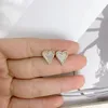 Stud Earrings Model Heart Shaped Trendy Design Jewelry Fashion Gold Plated Brass Shell For Women