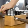 Porte-filtres à café rustique à trois trous, Surface polie en bois, support à expresso pour la maison