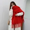 Scarves Women Thick Shawl Wraps Scarf Winter Warm Fashion Solid Color Pashmina Long Tassel Hijab Stoles Bufanda Mujer 231030