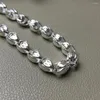 Chaînes Véritable pur 999 chaîne en argent fin 5,5 mm perles de tulipe collier à maillons tête de dragon 31-32g