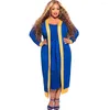 Arbetsklänningar Kvinnor Plus Size 2 Piece Set Autumn bunden Body Shaping Tank Long Dress Full Sleeve Open Stitch Color Block Patchwork Coat