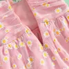 Abiti da ragazza 0-4 anni Abito casual per bambina da bambino Abbigliamento estivo per bambino Cinghie da annodare per bambini Senza maniche in tulle floreale Principessa per bambini