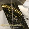 Badrumshyllor Lyxiga badrumshylla utan att borra järnväggshylla med marmorstil Glasplatta Makeup Lagring Rack Bad Tillbehör 231030