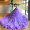 Фиолетовые платья Quinceanera в форме сердца, аппликации и цветы, без рукавов, милое платье принцессы на 15 дней рождения, вечерние с v-образным вырезом и скользящим шлейфом