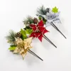 Decoratieve Bloemen 1Pc Kerstversiering Kunstmatige Dennennaald Takken Gesimuleerde Bloem Kerstboom Hangende Ornamenten Decor