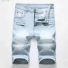 Jeans masculinos jeans masculinos moda jeans rasgados shorts homens plissados bolsos decorados shorts jeans vermelho azul preto branco tamanho grande 28 30 32 34 36 38 40 42 l231030