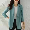 Ternos femininos 2023 verão casual solto blazers mulher moda sete pontos manga volta dividir feminino outerwear elegante formal escritório senhoras