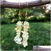 Charm Fashion Women Chip Stone Earring Jewelry Crystal Gold Dangle Earrings Citrine Rose Quartz Gravel Hook Birthday Gift Dro Dhgarden Dhuqg