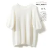 Women's Sweaters Naizaiga 77% cashmere 23% mulberry silk Shoulder Knitted Short Sleeve T-shirt Female Women pullovers sweater T-shirt BN2 231030