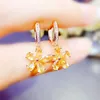 Dangle Earrings Natural Real Citrine Hoop Earring Flower Style 3 5mm 0.3ct 10pcs Gemstone 925 Sterling Silver Per Jewelry Fine J23977