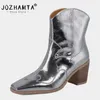 Botas Jozhamta tamanho 3440 mulheres tornozelo real couro grosso sapatos de salto alto para inverno 2024 ocidental casual senhoras 231030