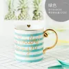 Mugs 350ml Bone China Ceramic Coffee Mug Grey Pink Colors Mr And Mrs Travel White Pattern Gold Handle Tea Milk Cups Gift