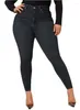 Jeans pour femmes FSMG grande taille Stretch Style rétro contrôle du ventre BuLifting taille moyenne à la mode décontracté confortable Capri pantalon