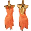 Stage Wear Latin Dance Dress Lady Junior Costumes Women Fringe Competition Green Lq289