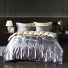 Bedding sets Luxury Satin Set With Fitted Sheet Duvet Cover High End Sets Density Solid Color 231030