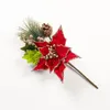 Decoratieve Bloemen 1Pc Kerstversiering Kunstmatige Dennennaald Takken Gesimuleerde Bloem Kerstboom Hangende Ornamenten Decor