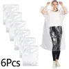 Raincoats 6pcs Clear Adult Raincoat Disposable Emergency Waterproof Rain Coat Travel Camping Rainwear Clothes Covers Hood Poncho