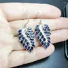 Dangle Earrings Natural Real Sapphire Drop Earring Leaf Style 925 Sterling Silver 0.13ct 40pcs Gemstone T203102