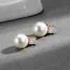 925 sterling zilveren oorbellen zoetwaterparel oorbellen met zirkonia 10 mm ronde natuurlijke parels oorbel dames bruiloft geschenken klassieke stijl