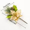 Decoratieve Bloemen 1Pc Kerstversiering Kunstmatige Dennennaald Takken Gesimuleerde Bloem Kerstboom Hangende Ornamenten Decor