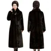 Pelliccia da donna S-6XL Moda Abbigliamento di mezza età Cappotto invernale in visone imitazione Trench allungato finto