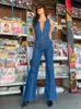 Kvinnors jumpsuits Rompers Taruxy Backless Heart Cutout Bodycon Jumpsuit för kvinnor Casual ärmlösa Slim Outfits Retro Denim Jumpsuits 231027