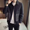 Kurtki męskie 2023 Spring Autumn Solid Kolor Fashion Down-Down Kllar Long Rleeve Jacket Man Man Korean Style Pockets All-Match Warem