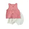 Ensembles de vêtements Bébé Costumes d'été Vêtements Garçons Filles Mousseline Coton Tenues Gilet Shorts Enfants Sans Manches Casual Hauts Pantalons 2PCS 0-5 ans