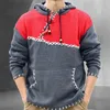 Pulls pour hommes 2023 Vêtements d'hiver Patchwork Tricoté Pull à capuche Pull à manches longues à capuche avec poche Premium Vintage Luxe