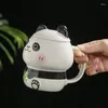 Muggar Cartoon Cute Bamboo Panda Coffee Mug Porcelain Breakfast Oats Milk Office Handgrip Water Cup Kitchen Drinkware 430ml