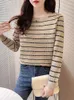 Dames Truien Casual Lange mouwen Lente Knitwear Trui Streep Gebreide Tops O-hals Koreaans Slank Elegant Dames Trui Dun Jersey